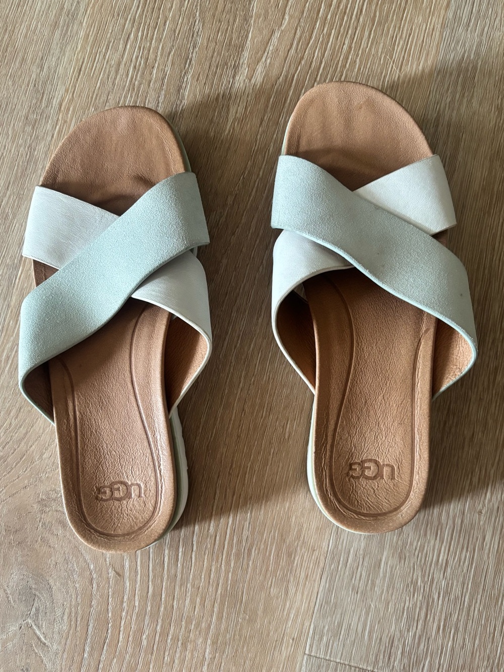 UGG Women's Crisscross Slide Sandals in Cream and Tan